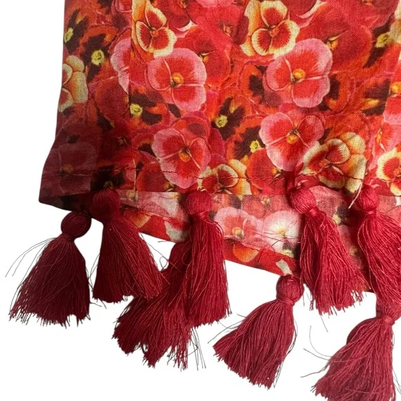 NEW Anthropologie Ro's Garden Seychelles tunic tassel dress Red Poppy S - Picture 8 of 12